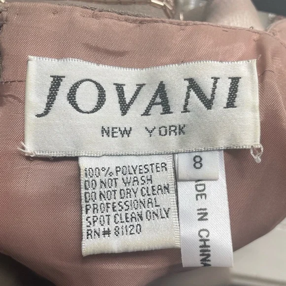 Jovani Tan & Gold Dress and Jacket Set With Beaded Embellishments Size 8 - Picture 9 of 10